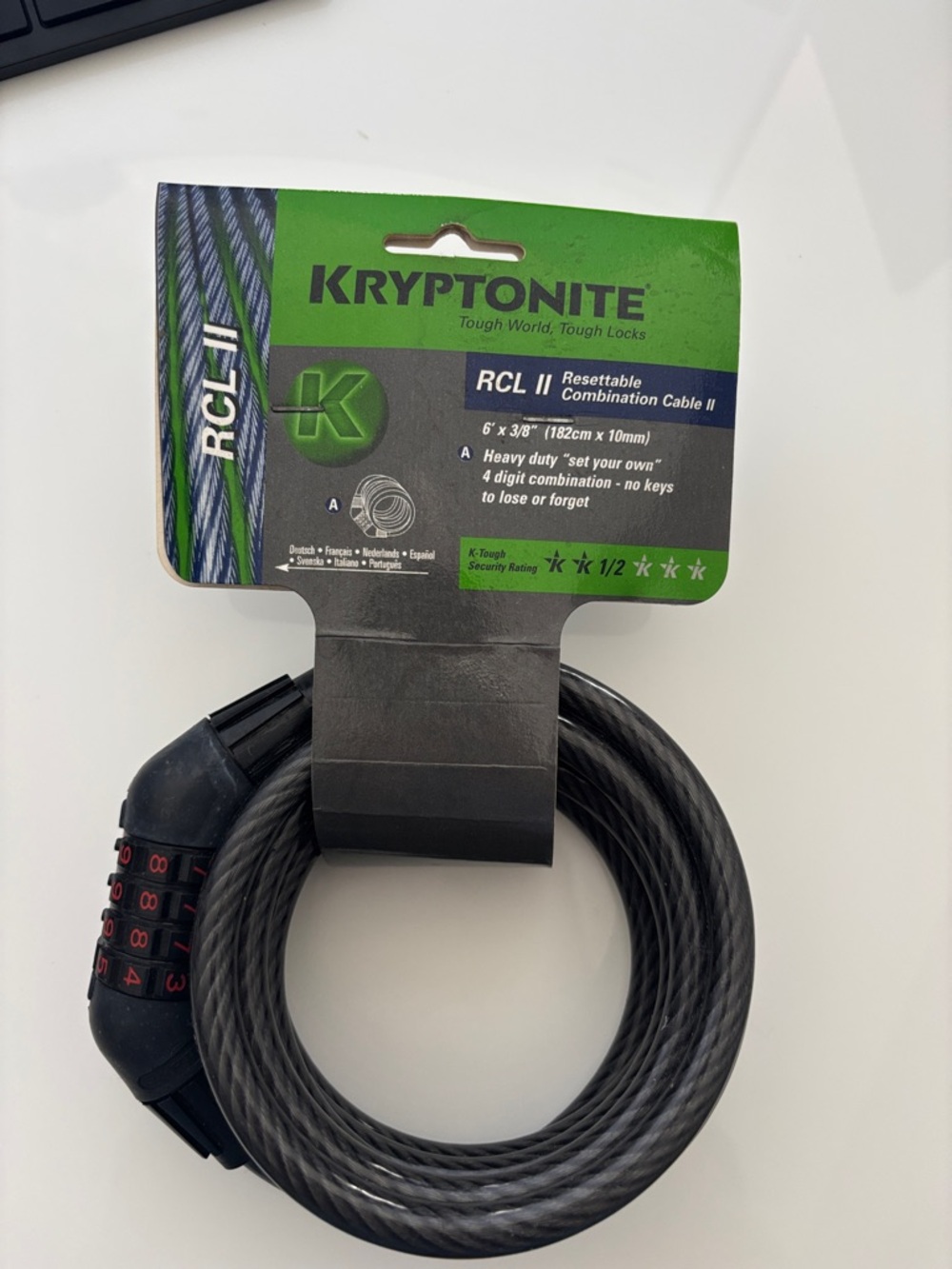 RCL II Resettable Combination Cable Lock - Black